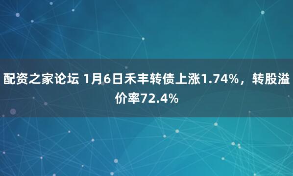 配资之家论坛 1月6日禾丰转债上涨1.74%，转股溢价率72.4%